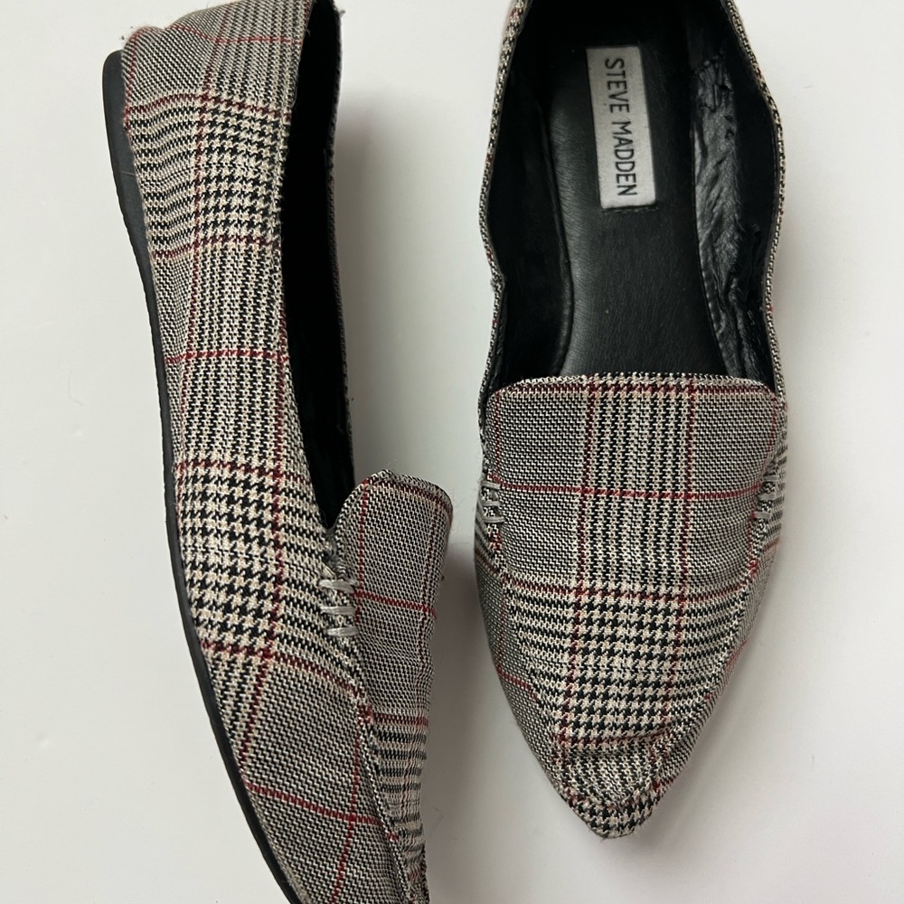 Steve Madden Women's Checkered Loafers - Black, White, and Red - Picture 4 of 6